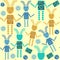 Cute robots seamless pattern and seamless pattern in swatch men