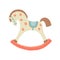 Cute rocking horse. Kids First Toys. Baby shower design element. Cartoon vector hand drawn eps 10 illustration isolated