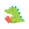 Cute rocodile Reading Book, Adorable Smart Animal Character Sitting with Book Vector Illustration