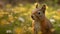 Cute rodent sitting on grass, eating, looking at camera generated by AI