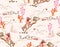 Cute Rodeo Cowgirl seamless vector pattern. Howdy Cowboy boots, in desert repeating background. Wild West surface pattern design