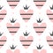 Cute romantic seamless pattern. Repeated striped hearts with crowns and dots.