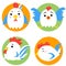 Cute rooster cartoon characters