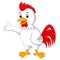 Cute rooster cartoon presenting