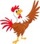 Cute rooster cartoon waving