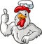 Cute rooster chef cartoon giving thumb up
