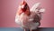 Cute rooster standing in farm, looking at camera generated by AI
