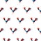 Cute roosters seamless vector pattern on white background.