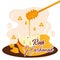 Cute rosh hashanah poster Honey stick with a cut apple Vector