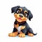 Cute Rottweiler cartoon illustration - generative AI - AI generated