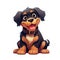 Cute Rottweiler cartoon illustration - generative AI - AI generated