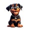 Cute Rottweiler cartoon illustration - generative AI - AI generated