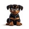 Cute Rottweiler cartoon illustration - generative AI - AI generated