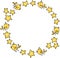 Cute round frame with yellow birds and stars