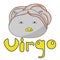 Cute round Virgo Zodiac Sign, positive character with lush hair and yellow nose and inscription