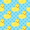 Cute Rubber Ducks swimming in Vintage Aqua Blue Tiled Mosaic Seamless Background