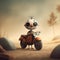 Cute Ruddy Turnstone Riding A Motorcycle In Jon Klassen Style