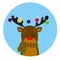 Cute Rudolph reindeer. Christmas Illustration.