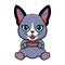 Cute russian blue cat cartoon holding food bowl