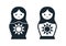 Cute Russian Matryoshka nesting doll folk toy with sun vector icon illustration. Simple single color contemporary style design