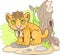 Cute saber-toothed tiger, funny illustration