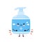 Cute sad antiseptic bottle. Vector