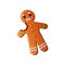 Cute sad gingerbread man with bite hand part