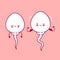 Cute sad and happy strong funny sperm cell