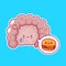 Cute sad human intestine organ and speech bubble