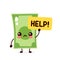 Cute sad money banknote ask help