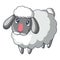 Cute sad sheep icon, cartoon style