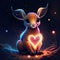 Cute Saiga antelope hugging heart Cute kangaroo with a heart in his hands. Vector illustration. AI Generated