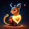 Cute Saiga antelope hugging heart Illustration of the zodiac sign Capricorn with heart. generative AI