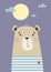 Cute sailor bear in striped vest. Vector illustration. animal poster for kids collection, postcards, design, print