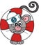 Cute sailor mouse with help save life float