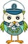 Cute sailor owl with mustache