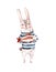 Cute Sailor rabbit, bunny hand painted watercolor illustration. Cartoon handpainted animal.