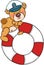 Cute sailor teddy bear on help save life float