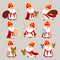 Cute Saint Nicholas collection or Sinterklaas - vector illustration