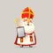 Cute Saint Nicholas or Sinterklaas with tablet - 3D vector illustration