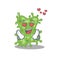 Cute salmonella enterica cartoon character has a falling in love face