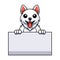 Cute samoyed dog cartoon holding blank sign