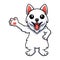 Cute samoyed dog cartoon waving hand