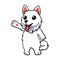 Cute samoyed dog cartoon waving hand