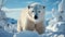 Cute Samoyed dog walking in snowy arctic forest generated by AI