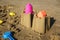 Cute sand castle on the beach