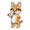 Cute sand cat cartoon giving thumbs up