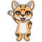 Cute sand cat cartoon waving hand