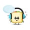 Cute sandwich mascot listening to music