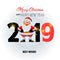 Cute Santa Claus with banner 2019